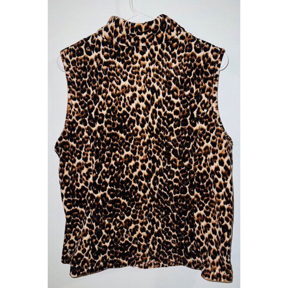 Charter Club Leopard Print Sleeveless Vest Womens L 75% Cotton 25% Polyester - Picture 2 of 4